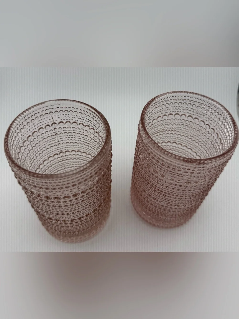 2 Fortessa Juniper pink hobnail glasses. 14oz